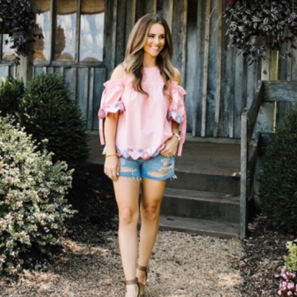 Ann Taylor LOFT Cold Shoulder Fiesta Blouse Top  M - Picture 3 of 6